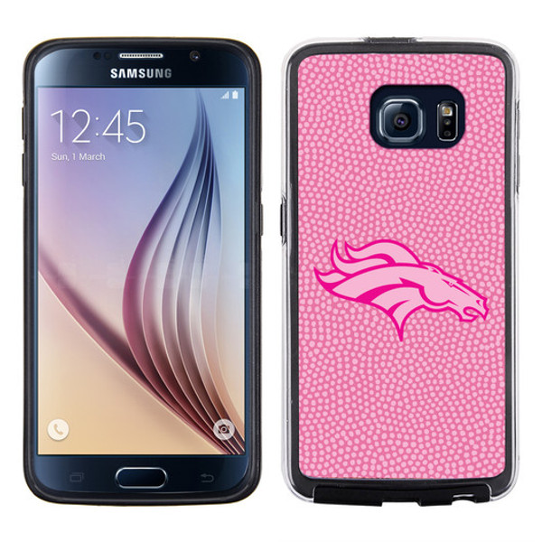 Denver Broncos Phone Case Pink Football Pebble Grain Feel Samsung Galaxy S6