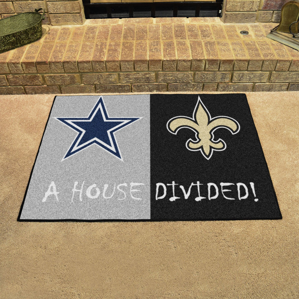NFL House Divided - Cowboys / Saints House Divided Mat 33.75"x42.5"