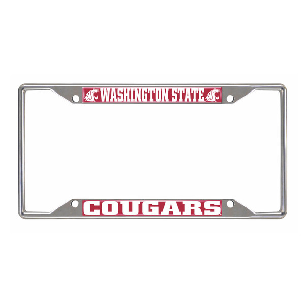 Washington State University - Washington State Cougars License Plate Frame WSU Primary Logo and Wordmark Chrome