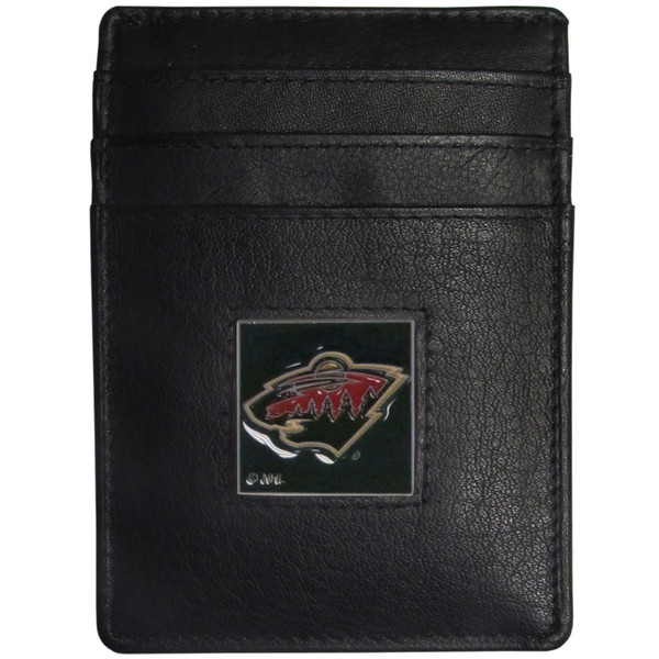 Minnesota Wild® Leather Money Clip/Cardholder Packaged in Gift Box