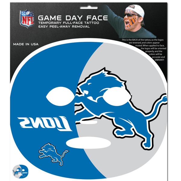 Detroit Lions Game Face Temporary Tattoo