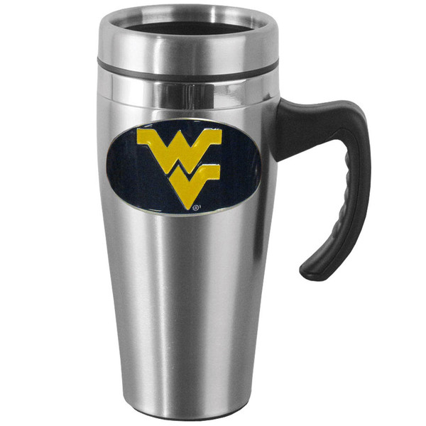 W. Virginia Mountaineers Steel Travel Mug w/Handle