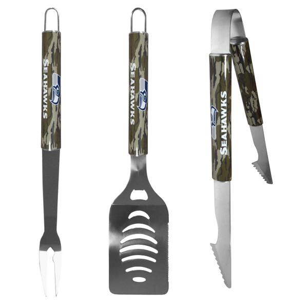 Seattle Seahawks 3 pc BBQ Set w/Mossy Oak Camo