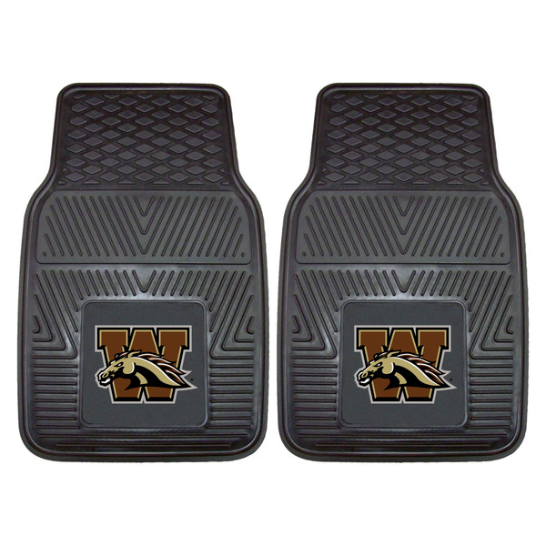 Western Michigan University - Western Michigan Broncos 2-pc Vinyl Car Mat Set "W & Bronco" Logo Black