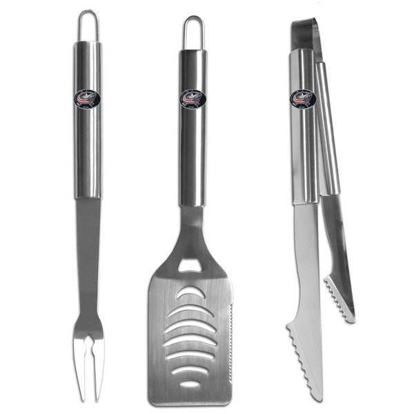 Columbus Blue Jackets® 3 pc Stainless Steel BBQ Set