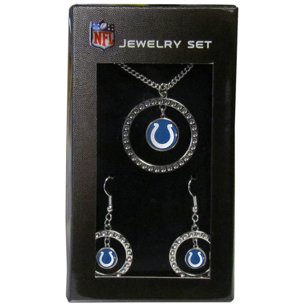 Indianapolis Colts Rhinestone Hoop Jewelry Set