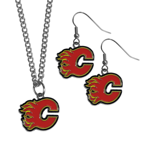 Calgary Flames® Dangle Earrings and Chain Necklace Set