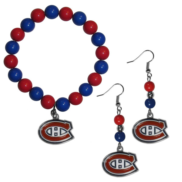 Montreal Canadiens® Fan Bead Earrings and Bracelet Set