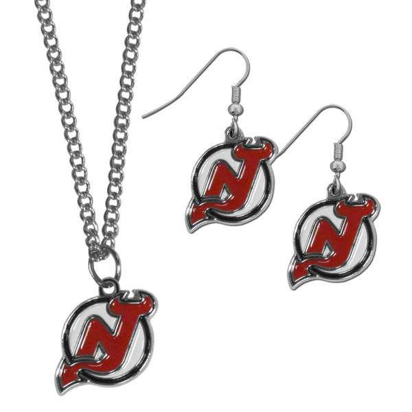 New Jersey Devils® Dangle Earrings and Chain Necklace Set