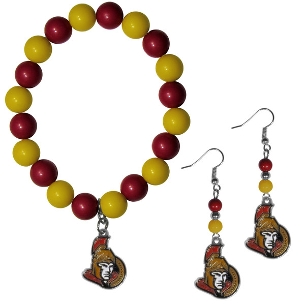 Ottawa Senators® Fan Bead Earrings and Bracelet Set