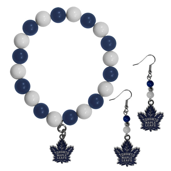 Toronto Maple Leafs® Fan Bead Earrings and Bracelet Set