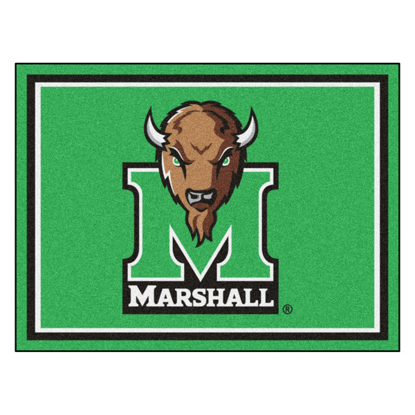 Marshall University - Marshall Thundering Herd 8x10 Rug Bison M Marshall Primary Logo Green
