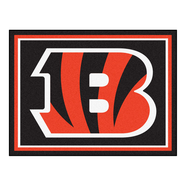 Cincinnati Bengals 8x10 Rug Striped B Priamry Logo Black