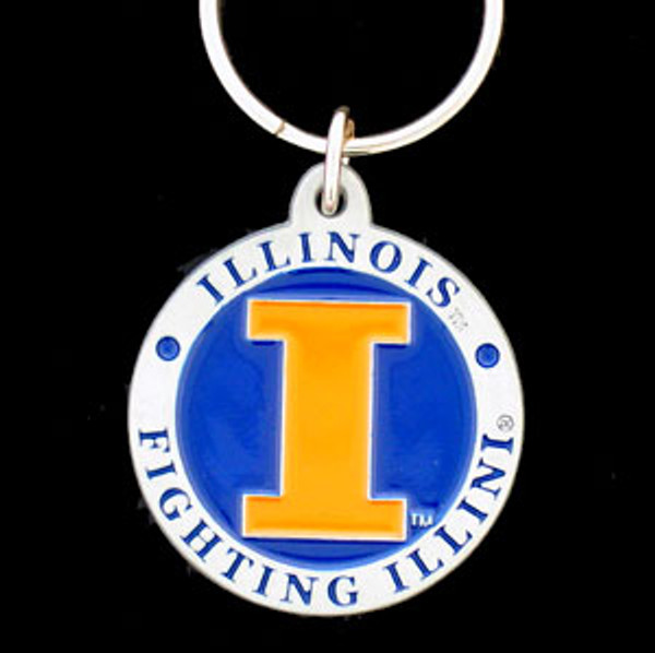 Illinois Fighting Illini Carved Metal Key Chain