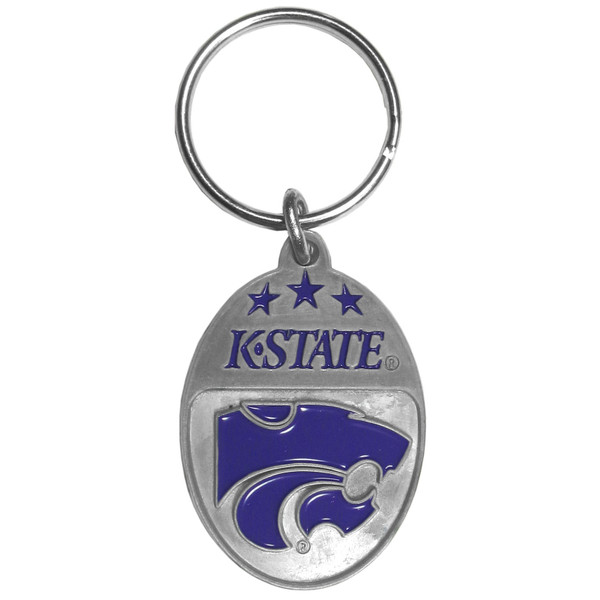 Kansas St. Wildcats Carved Metal Key Chain