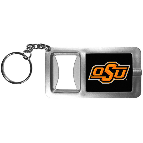 Oklahoma St. Cowboys Flashlight Key Chain with Bottle Opener