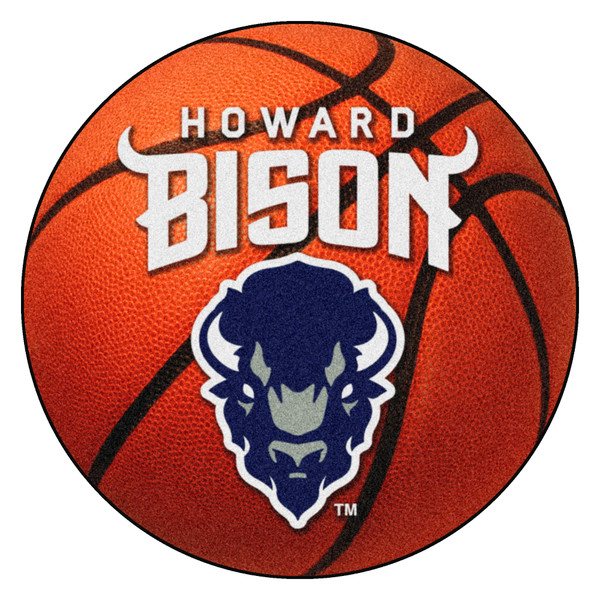 Howard University - Howard Bison Basketball Mat Bison with Wordmark Primary Logo Orange