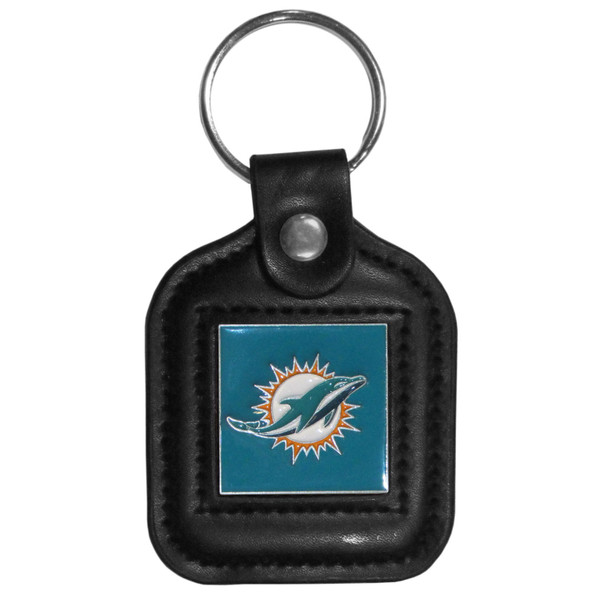 Miami Dolphins Square Leatherette Key Chain