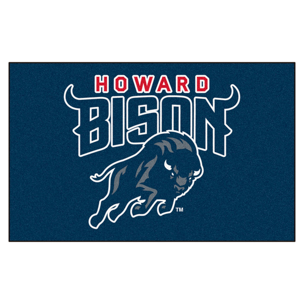 Howard University - Howard Bison Ulti-Mat Bison with Wordmark Primary Logo Navy