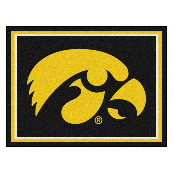 University of Iowa - Iowa Hawkeyes 8x10 Rug Tigerhawk Primary Logo Black