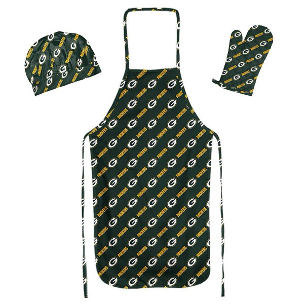 Green Bay Packers Apron, Oven Mitt, And Chef Hat
