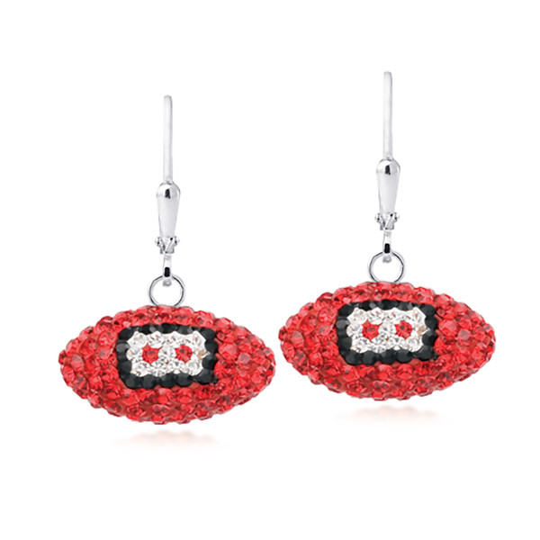 Atlanta Falcons Crystal Silver Earrings