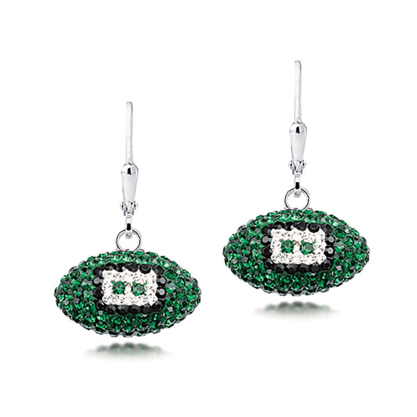 New York Jets Crystal Silver Earrings