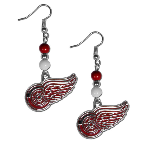 Detroit Red Wings® Fan Bead Dangle Earrings