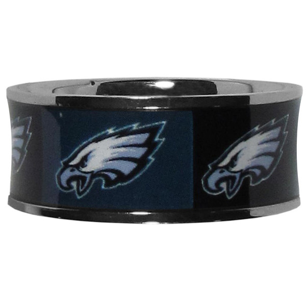 Philadelphia Eagles Steel Inlaid Ring Size 10