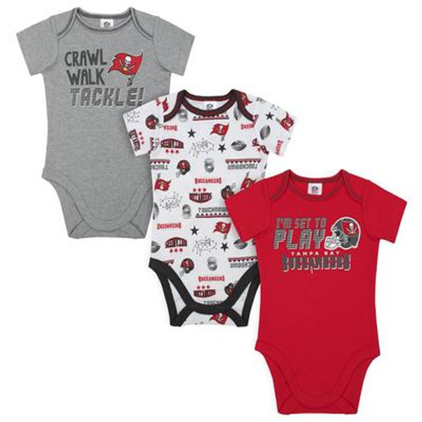 Tampa Bay Buccaneers Baby Boys 3-Pack Short Sleeve Bodysuit