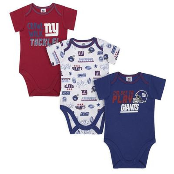 New York Giants Baby Boys 3-Pack Short Sleeve Bodysuit