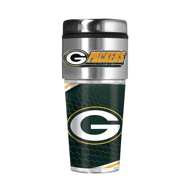 Green Bay Packers 16 oz. Travel Tumbler with Metallic Graphics