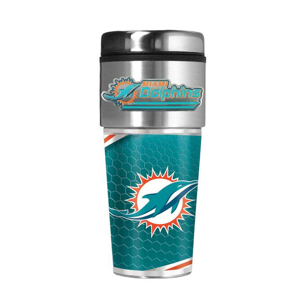 Miami Dolphins 16 oz. Travel Tumbler with Metallic Graphics