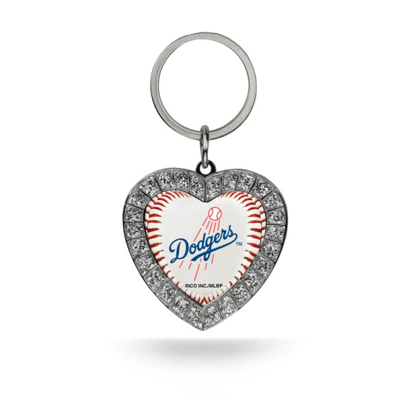 Dodgers Rhinestone Heart Keychain