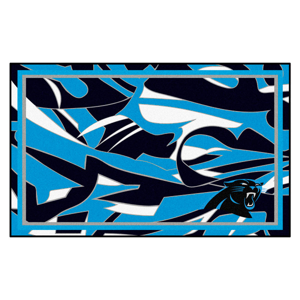 Carolina Panthers NFL x FIT 4x6 Rug NFL x FIT Pattern & Team Primary Logo Pattern