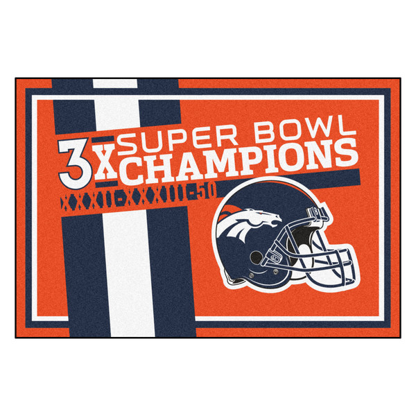 Denver Broncos Dynasty 5x8 Rug Broncos Helmet Logo 3x Orange