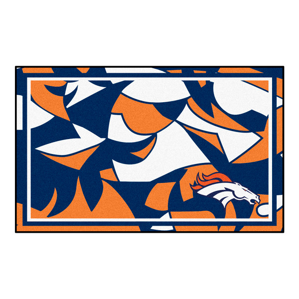 Denver Broncos NFL x FIT 4x6 Rug NFL x FIT Pattern & Team Primary Logo Pattern