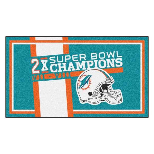 Miami Dolphins Dynasty 3x5 Rug Dolphins Helmet Logo 2x Turquoise