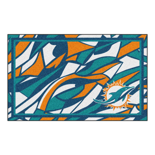 Miami Dolphins NFL x FIT 4x6 Rug NFL x FIT Pattern & Team Primary Logo Pattern