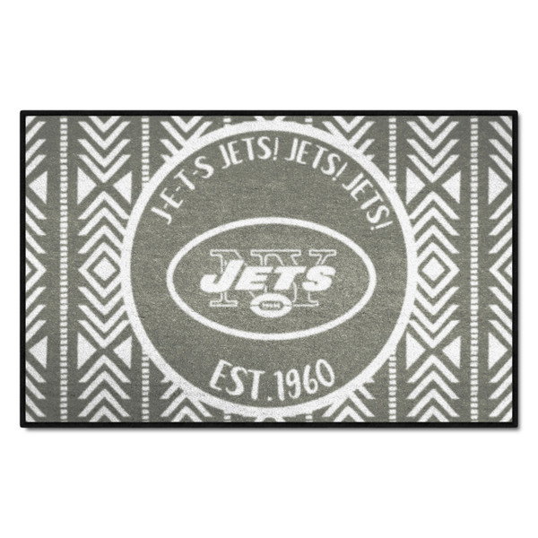 New York Jets Southern Style Starter Mat Oval Jets Primary Logo Gray