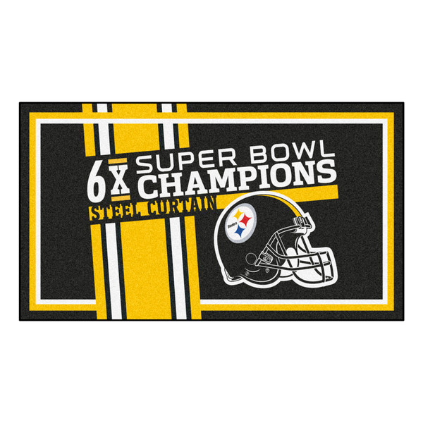 Pittsburgh Steelers Dynasty 3x5 Rug Steelers Helmet Logo 6x Yellow