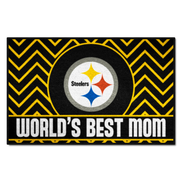 Pittsburgh Steelers Starter Mat - World's Best Mom Steelers Primary Logo Black