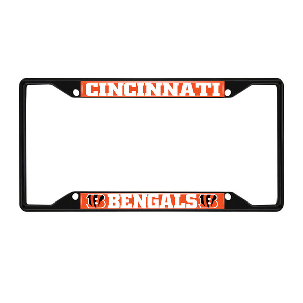 Cincinnati Bengals License Plate Frame - Black "Striped B" Logo & Wordmark Black