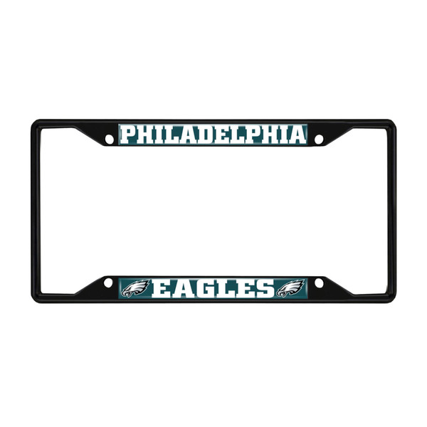 Philadelphia Eagles License Plate Frame - Black Eagle Head Primary Logo and Wordmark Green