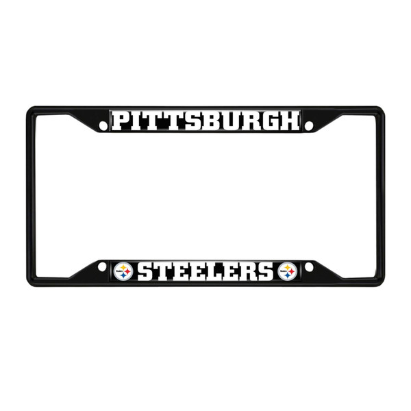 Pittsburgh Steelers License Plate Frame - Black "Steelers" Logo & Wordmark Black