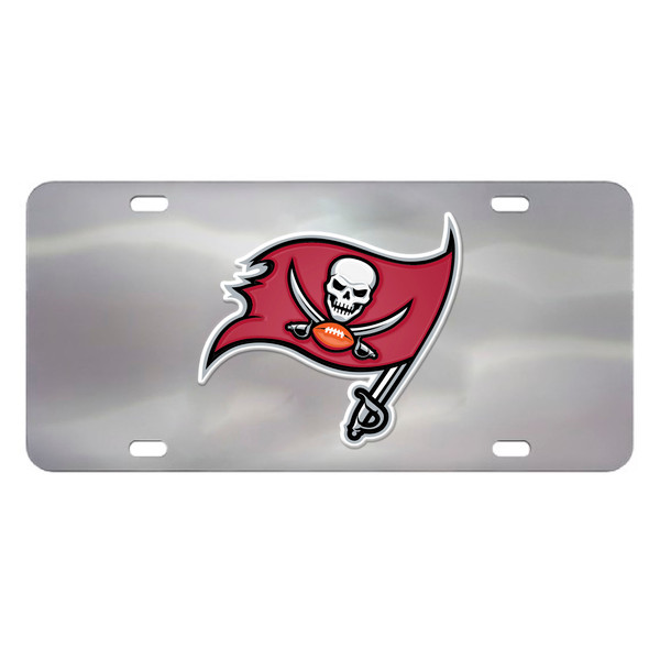 Tampa Bay Buccaneers Diecast License Plate Pirate Flag Primary Logo Stainless Steel