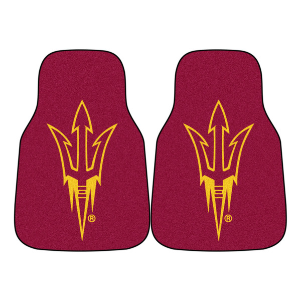 Arizona State University - Arizona State Sun Devils 2-pc Carpet Car Mat Set "Pitchfork" Logo Maroon