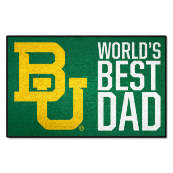 Baylor University - Baylor Bears Starter Mat - World's Best Dad Interlocking BU Primary Logo Green