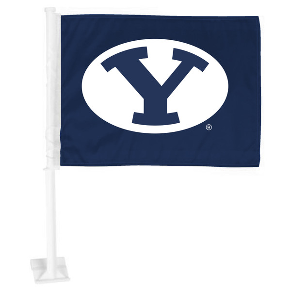 Brigham Young University - BYU Cougars Car Flag Stretched Y Primary Logo Navy
