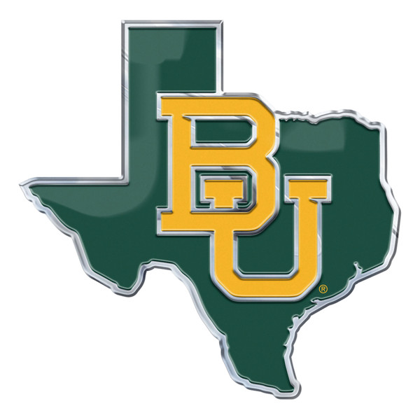 Baylor University - Baylor Bears Embossed State Emblem "BU" Logo / Shape of Texas Green & Yellow